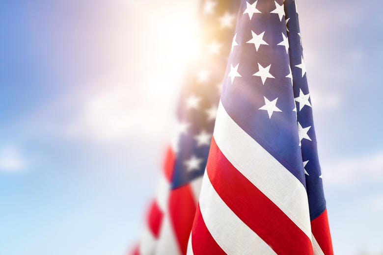 a flag with a blue sky